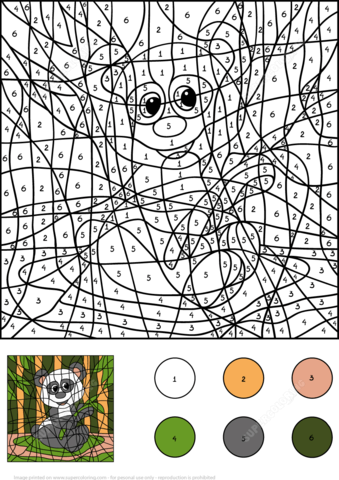 Panda Color By Number Coloring Page